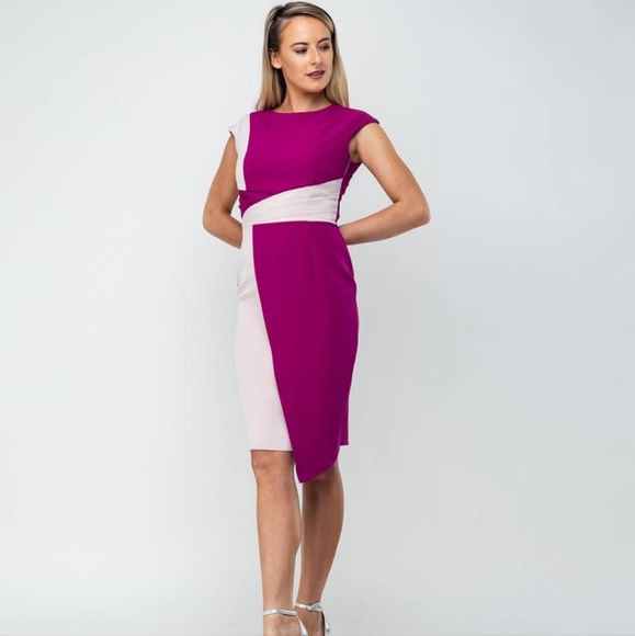 Paper Dolls London Women's Color Block Magenta Pink Body Con Dress NWT Size 2 - Picture 1 of 11